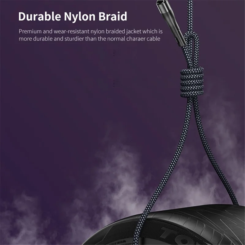 ENKAY 1.3m USB / Type-C to iP / Type-C / Micro USB 5A Fast Charge Data Cable with LED Indicator, Nylon Braided - Purple