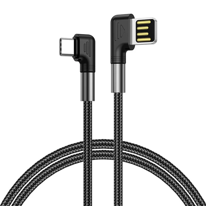 ENKAY HAT PRINCE 1m Dual Angled Cable Nylon Braided USB to Type-C 3A Fast Charging Cord
