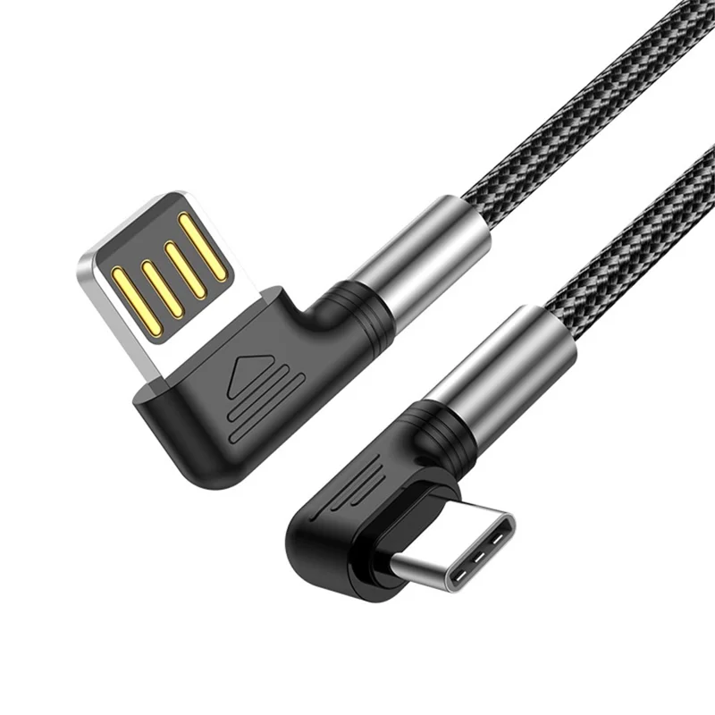 ENKAY HAT PRINCE 1m Dual Angled Cable Nylon Braided USB to Type-C 3A Fast Charging Cord