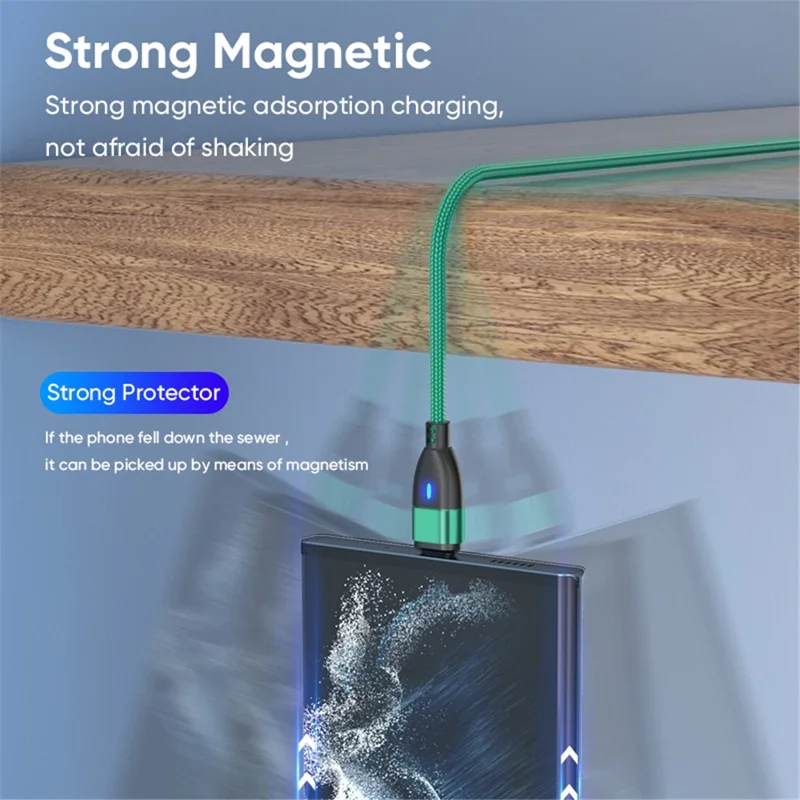 ENKAY 1m 24Pin PD 100W Type-C to iP / Type-C / Micro USB Magnetic Charging Data Cable with LED Indicator - Black