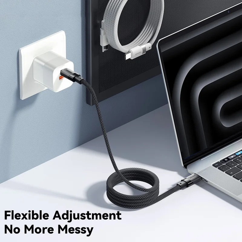 ESSAGER Câble de charge magnétique de type C à type C de 1 m 100 W - Noir
