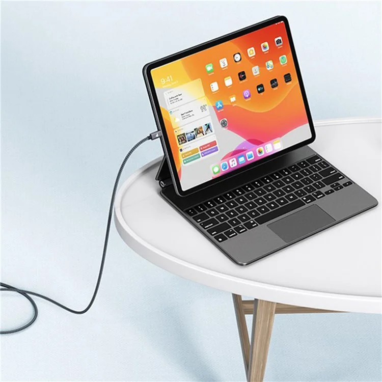 RAMPOW 1m Cable de Carga USB-C a USB-C USB 2.0 65W Trenzado en Nailon Laptop Tablet Teléfono Cable de Datos - Gris+Negro