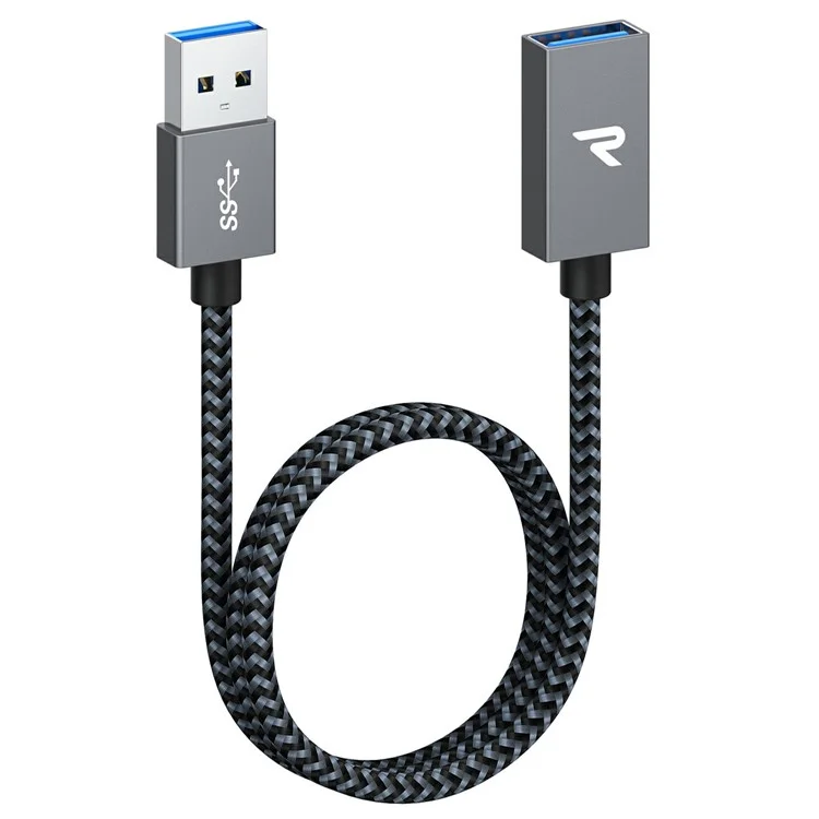 RAMPOW 0.5m 5Gbps Data Cord USB 3.0 USB-A Male to Female Extension Cable - Grey+Black