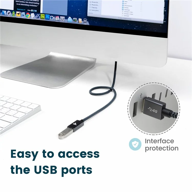 RAMPOW 0.5m 5Gbps Data Cord USB 3.0 USB-A Male to Female Extension Cable - Grey+Black