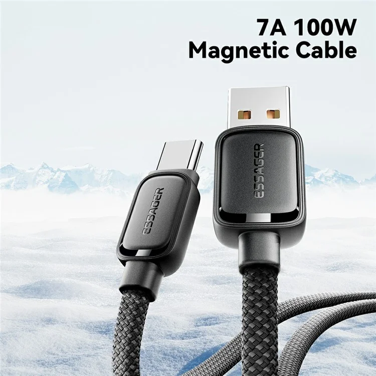 ESSAGER ES-X56 100W / 7A Fast Charging Wire USB-A to Type-C Magnetic Data Cable