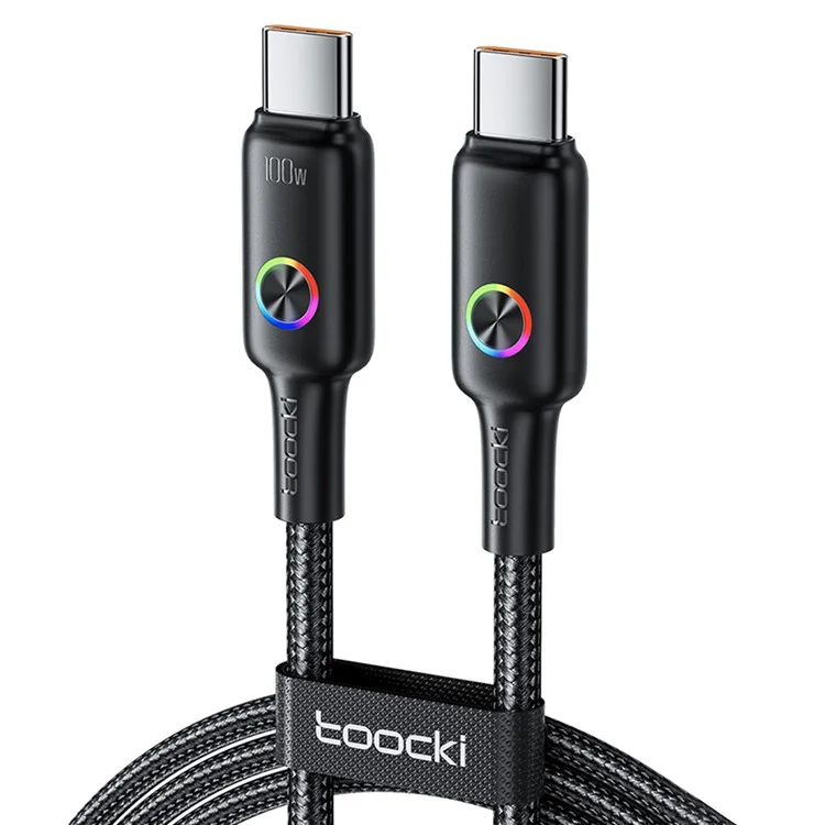TOOCKI TQ-X45C2 1.8m Data Cable 100W Type-C Fast Charging Wire with Colorful Indicator