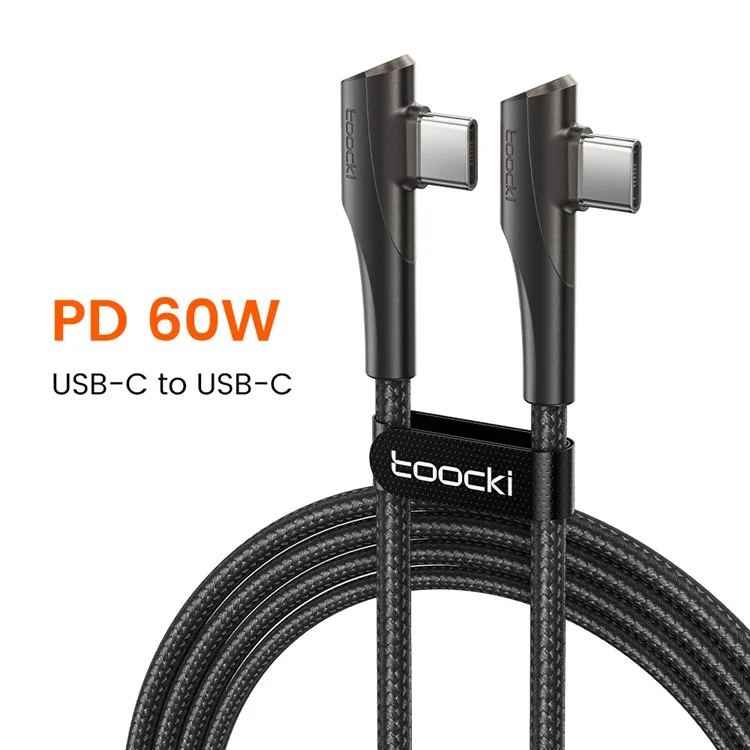 TOOCKI TQ-X15C3 Angled 2m Type-C to Type-C Cord Data Cable 60W USB-C Fast Charging Line