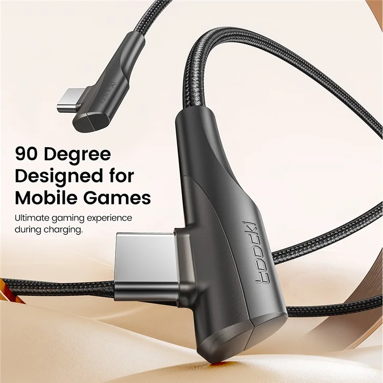 TOOCKI TQ-X15C3 Angled 2m Type-C to Type-C Cord Data Cable 60W USB-C Fast Charging Line