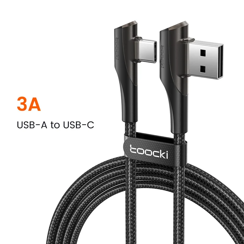 TOOCKI TQ-X15A3 1m Right Angle Braided Cable USB to Type-C 3A Fast Charging Data Cord