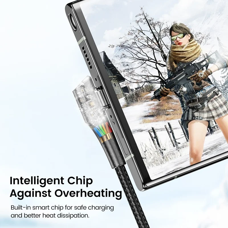 TOOCKI TQ-X15A3 1m Right Angle Braided Cable USB to Type-C 3A Fast Charging Data Cord