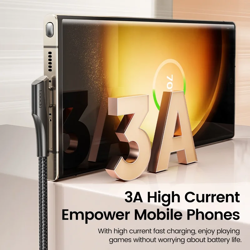 TOOCKI TQ-X15A3 1m Right Angle Braided Cable USB to Type-C 3A Fast Charging Data Cord