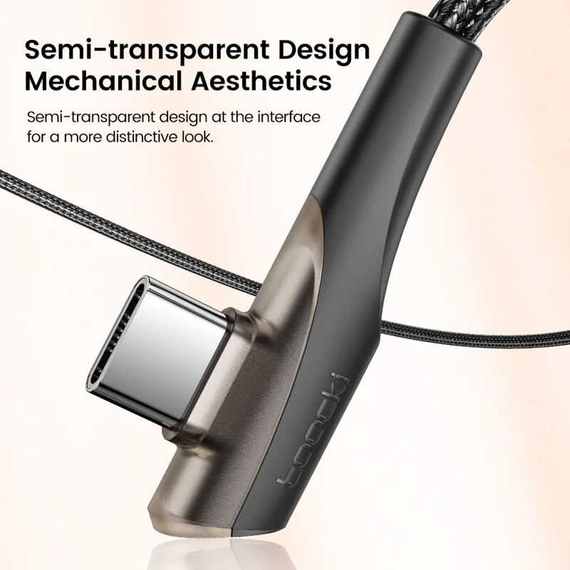 TOOCKI TQ-X15A3 2m 3A Fast Charging USB to Type-C Cable Right Angled Braided Data Cord