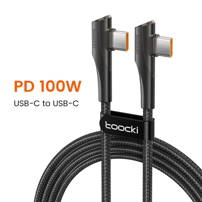 TOOCKI TQ-X15C2 Câble USB-C vers USB-C de 2 m à conception inclinée 100 W Chargement rapide Cordon de données