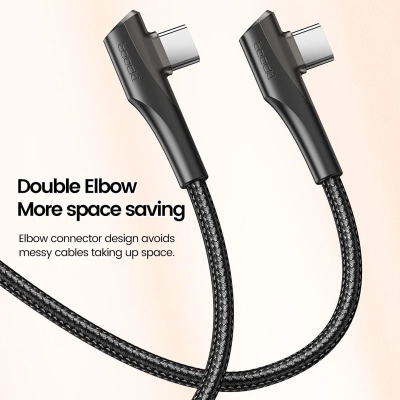TOOCKI TQ-X15C2 Câble USB-C vers USB-C de 2 m à conception inclinée 100 W Chargement rapide Cordon de données