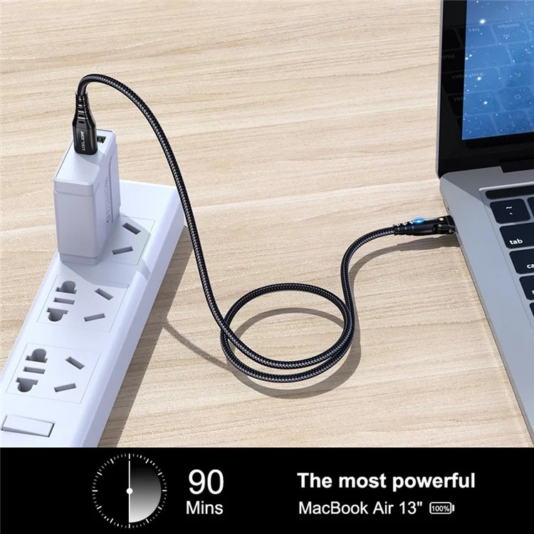 USLION US0177 Câble de 1m PD 60W Type-C vers Type-C avec rotation de 180 degrés - Noir