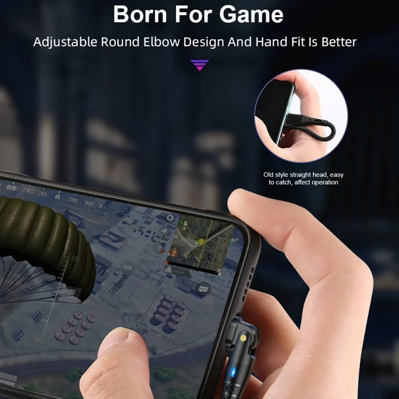 USLION US0177 2 m 60 W Type-C naar Type-C kabel 180 graden roterende PD-oplaadkabel met LED-verlichting - Rood