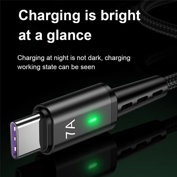 USLION US0188 USB-A to USB-C Charging Cable 1m Braided Data Cord - Black