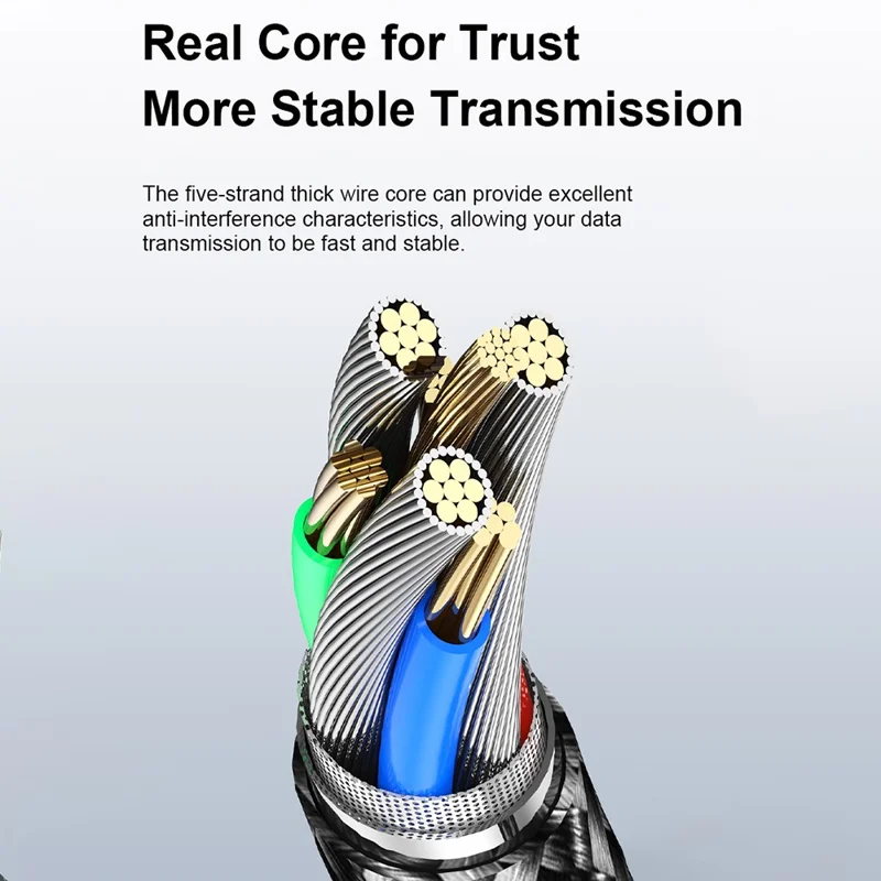 USLION US0188 USB-A til USB-C opladningskabel 1 m, tekstileret datakabel - Blå