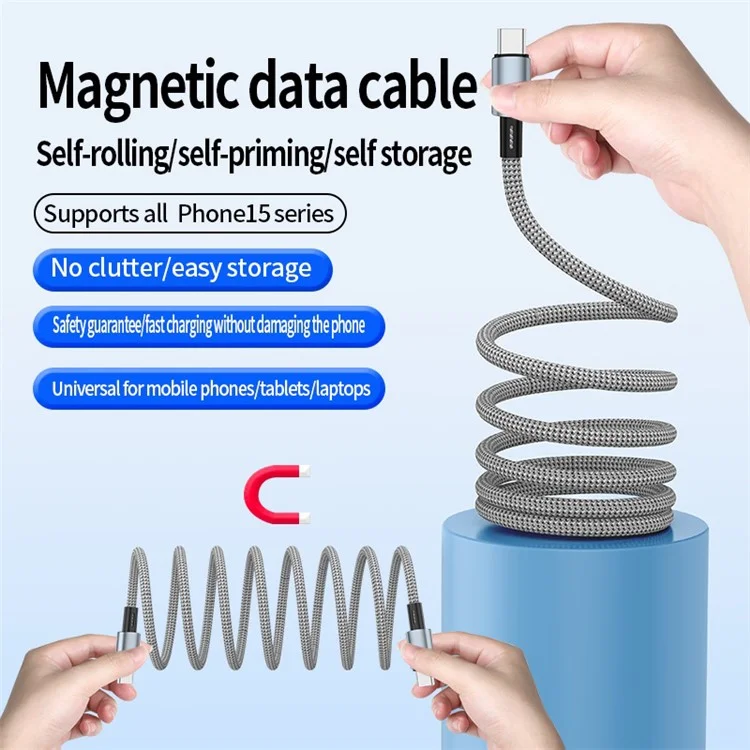 1m Type-C to Type-C PD 100W Fast Charging Cable Magnetic Data Cord for Mobile Phones