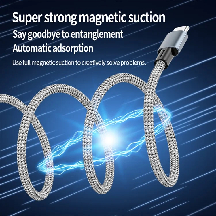 1m Type-C to Type-C PD 100W Fast Charging Cable Magnetic Data Cord for Mobile Phones