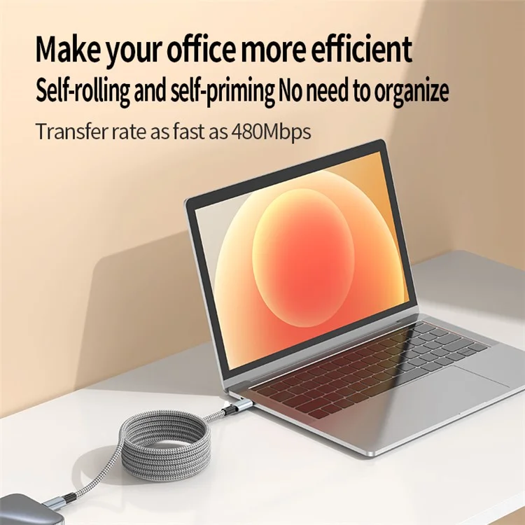 Cavo di ricarica rapida da 18 W e trasmissione dati da 480 Mbps con connettore magnetico USB a Type-C da 0,3 m