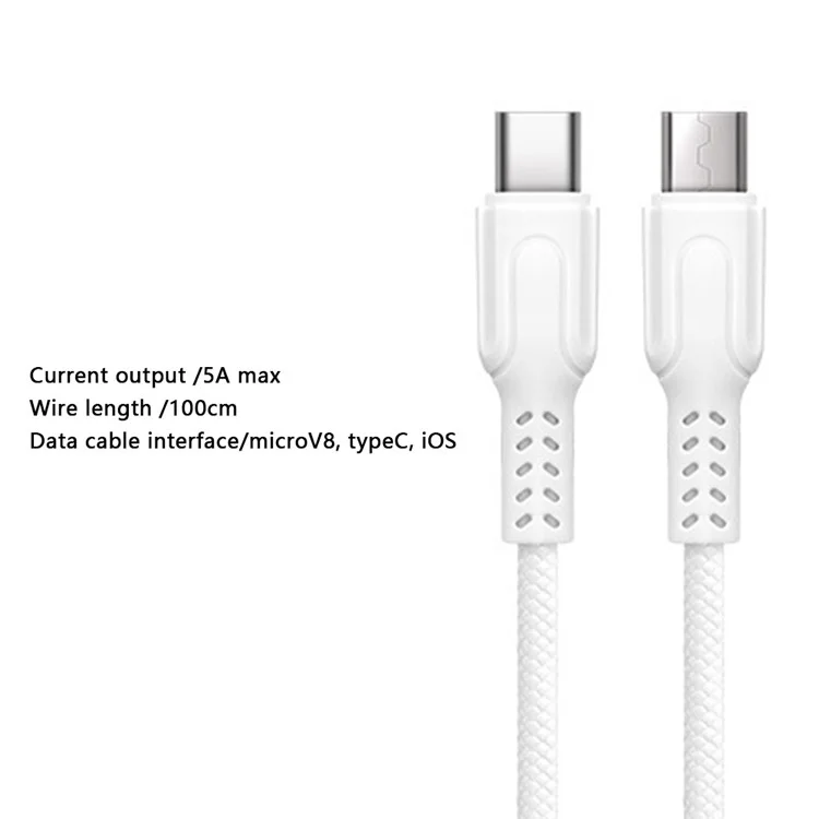 PINZUN 1m USB to Micro / Type-C Charging Wire 5A Fast Charger Cable for Smartphone / Tablet - Micro