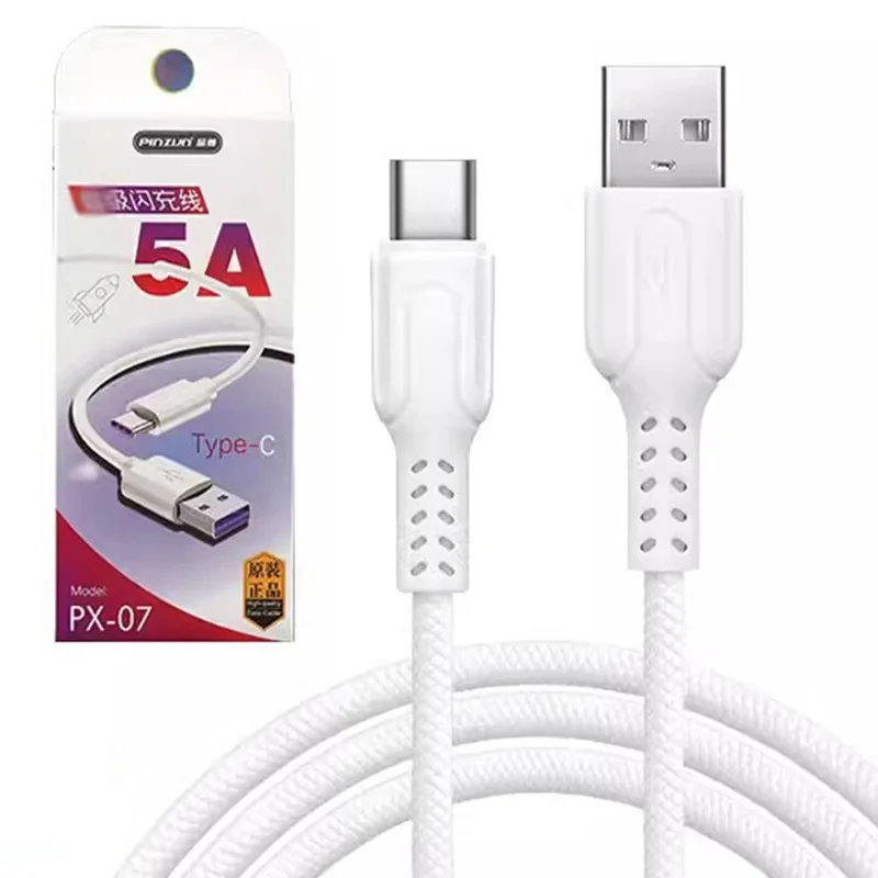 PINZUN 1 m USB til Micro/Type-C opladningskabel 5 A hurtigopladningskabel til smartphone/tablet - Type-C
