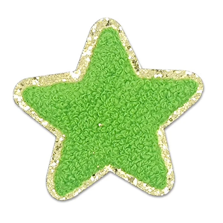 Toppe Ricamate a Stella Colorata con Adesivo Applicazioni per Asciugamani - Decorazioni Creative Fai-da-Te - Verde