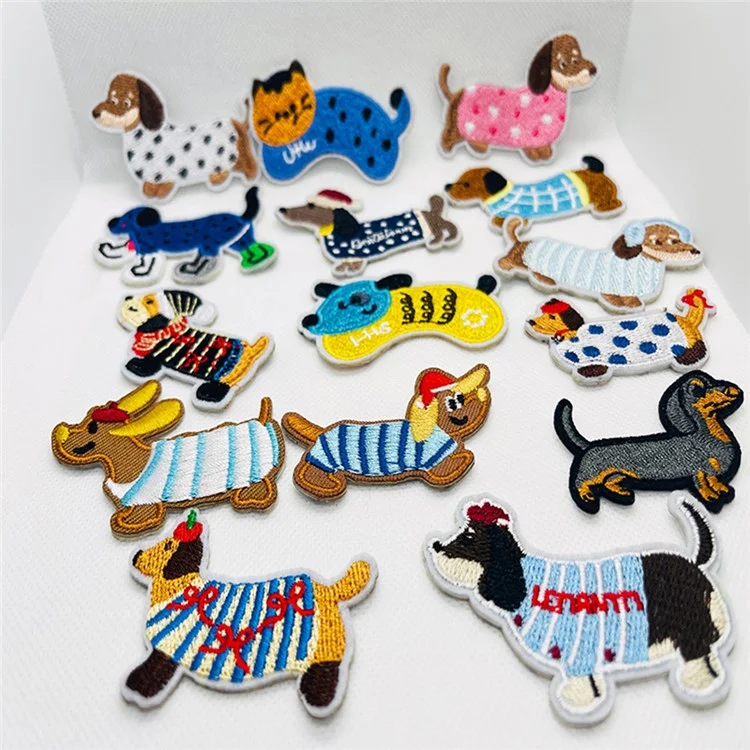 Patch Brodé Mignon Chien Autocollant Appliques Doux au Toucher Décorations Créatives DIY - LS938