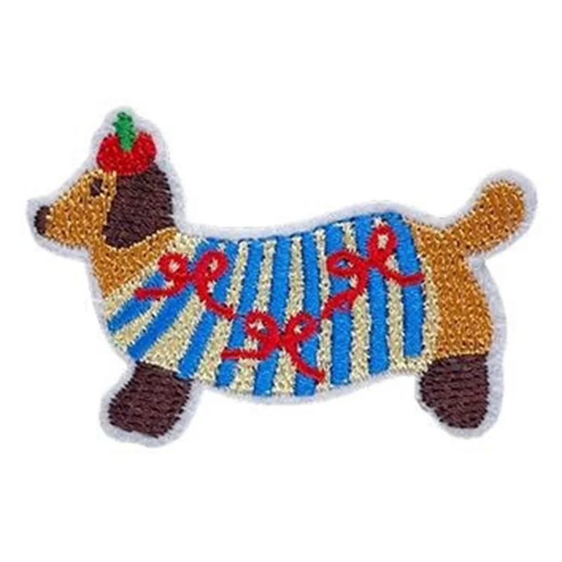 Cute Dog Embroidered Patch Self-Adhesive Appliques Soft Touch Creative DIY Craft Decorations - LT106