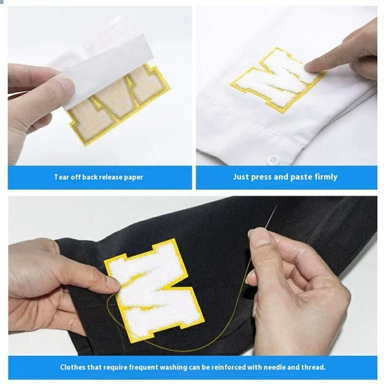 Patches Bordados com Letras Maiúsculas - Estilo Criativo e Fofo, Apliques Autoadesivos para Artesanato DIY e Decorações - A