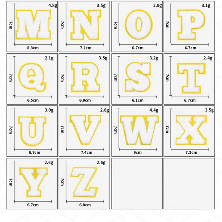 Patches Bordados com Letras Maiúsculas - Estilo Criativo e Fofo, Apliques Autoadesivos para Artesanato DIY e Decorações - A