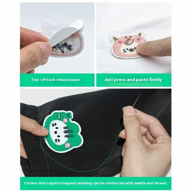 Patches de Animais de Desenho Animado Fofos com Bordado - Adesivos Criativos de Apliques para Decoração DIY - Urso