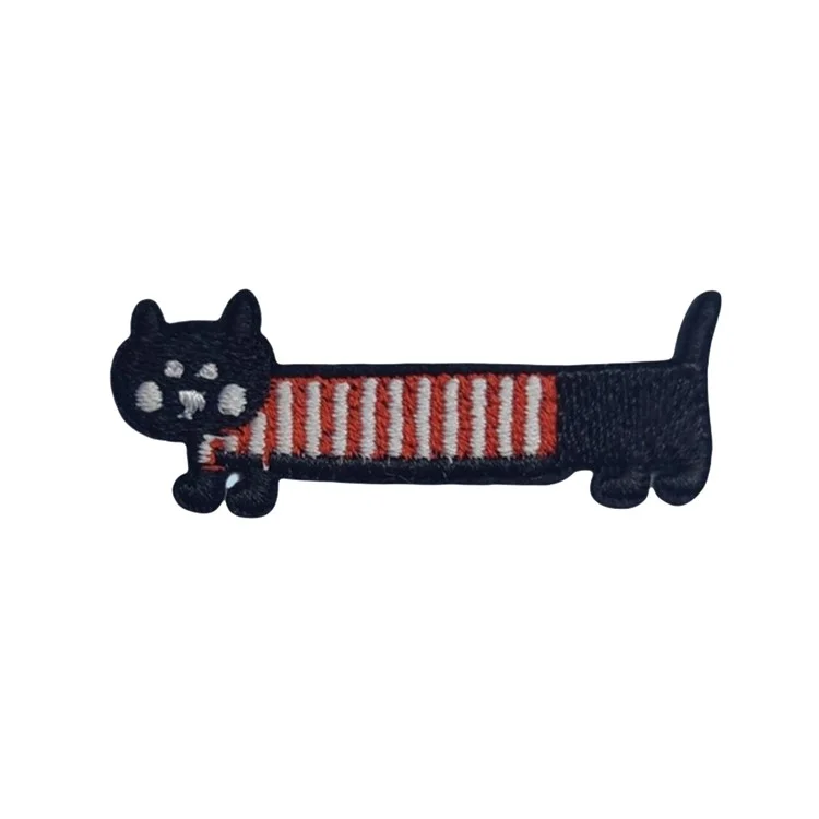Patches Criativos de Gato Cartoon Longo - Apliques Bordados Autoadesivos para Decoração DIY - Nº 1