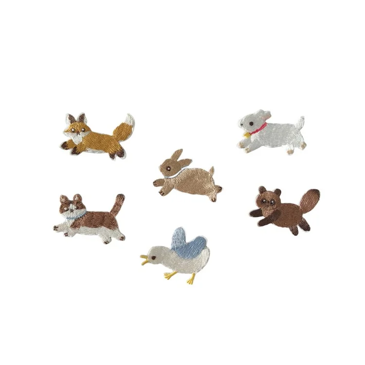 Cute Cartoon Running Animal Embroidered Patches Creative Self-Adhesive Appliques DIY Craft Decorations - No.1