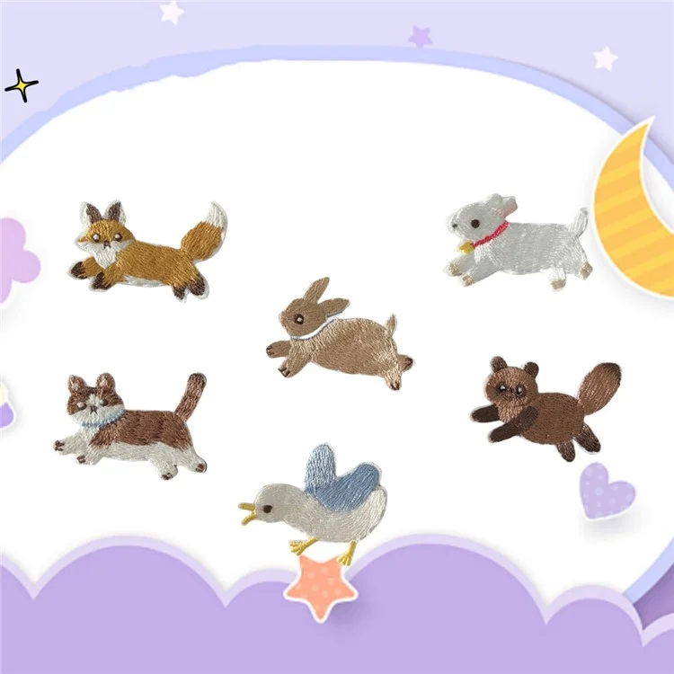 Cute Cartoon Running Animal Embroidered Patches Creative Self-Adhesive Appliques DIY Craft Decorations - No.1