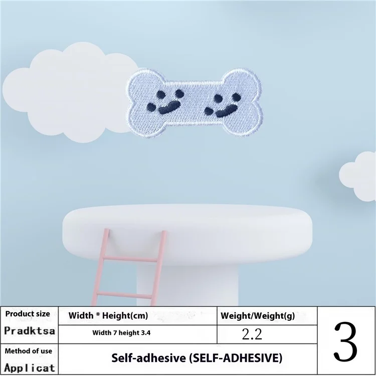 3 Pcs Patchs Brodés Expressions de Dessin Animé Mignons - Appliques Autocollantes Créatives pour Décoration DIY