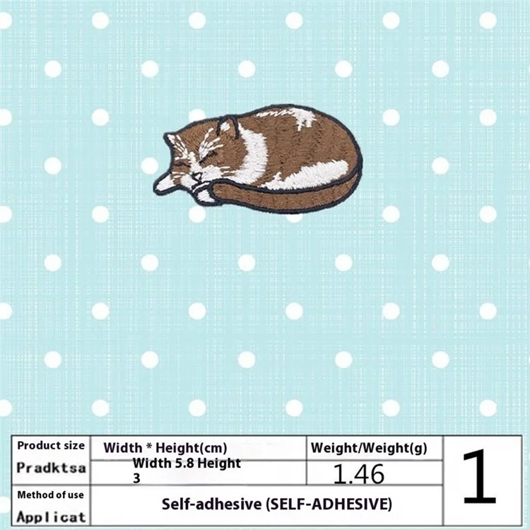 Patches Bordados de Gato Dormindo Fofo - Apliques Adesivos Criativos para Decoração DIY - Nº1