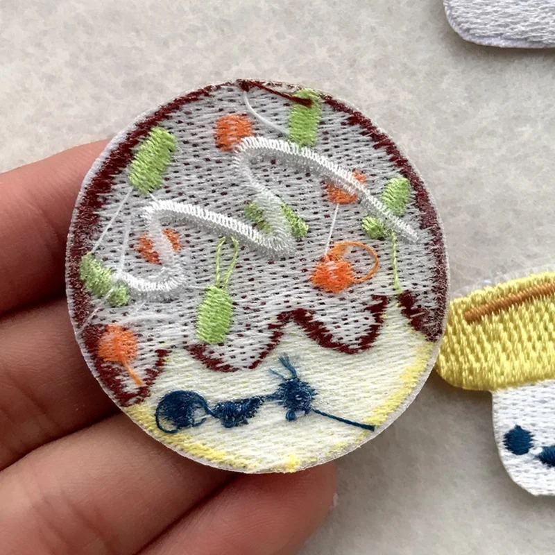 Cute Creative Bento Embroidered Patches Creative Self-Adhesive Appliques DIY Craft Decorations - No.7