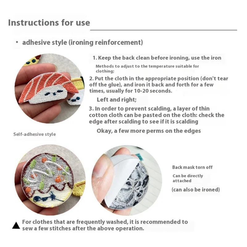 Cute Creative Bento Embroidered Patches Creative Self-Adhesive Appliques DIY Craft Decorations - No.7