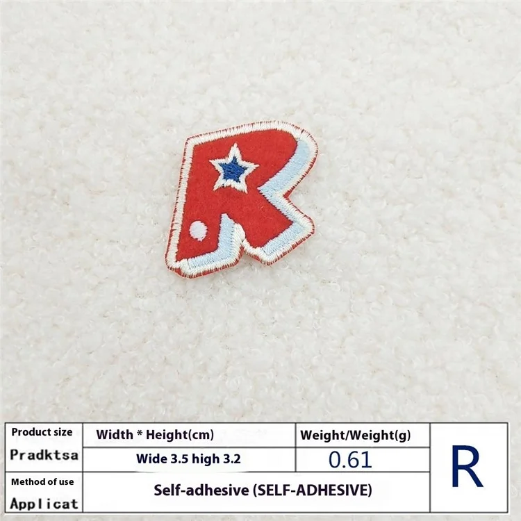 Toppe ricamate con lettere inglesi carine e colorate, applicazioni adesive creative per decorazioni fai-da-te - A