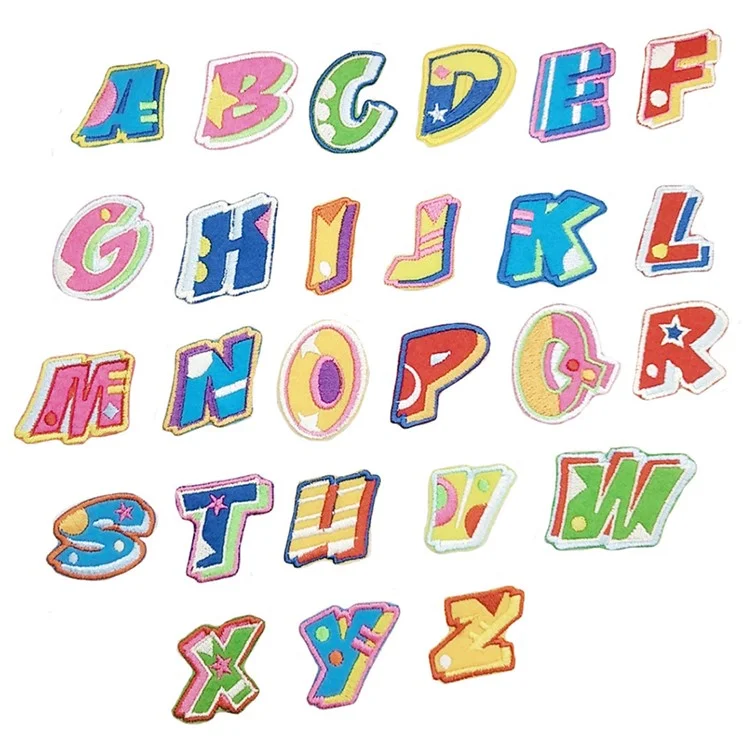 26 Pièces Écussons Lettres Anglaises Colorées Autocollants Créatifs Appliqués DIY Décorations Artisanales