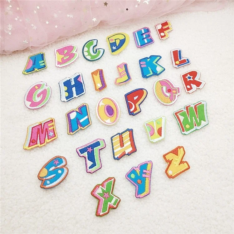 26 Pièces Écussons Lettres Anglaises Colorées Autocollants Créatifs Appliqués DIY Décorations Artisanales