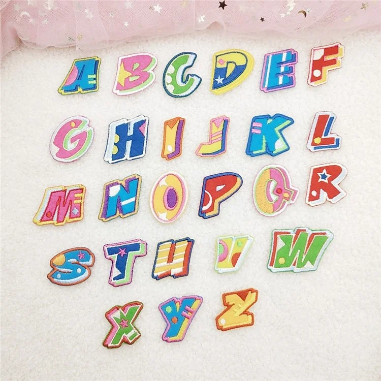 26 Pièces Écussons Lettres Anglaises Colorées Autocollants Créatifs Appliqués DIY Décorations Artisanales
