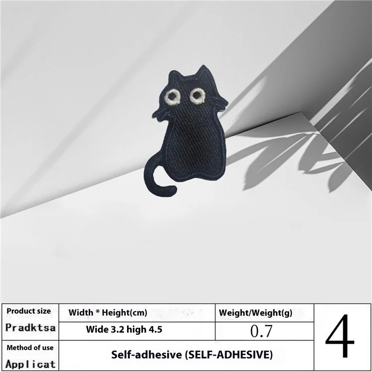 6 Uds Parches Bordados de Gato Negro Dibujos Animados Adhesivos Creativos para Manualidades Decoraciones DIY