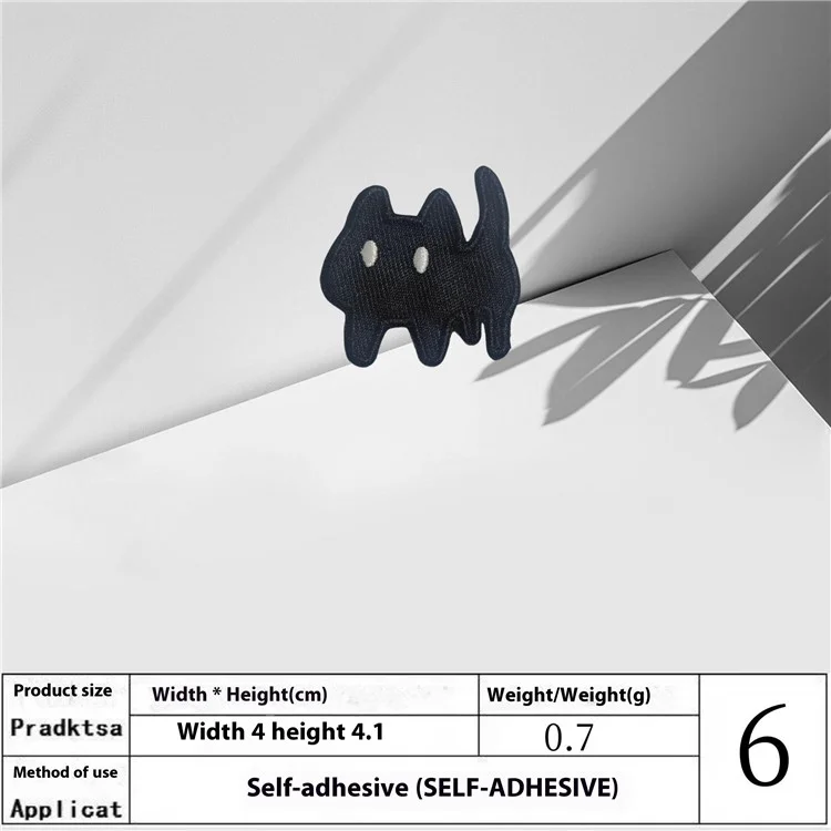 6 Uds Parches Bordados de Gato Negro Dibujos Animados Adhesivos Creativos para Manualidades Decoraciones DIY