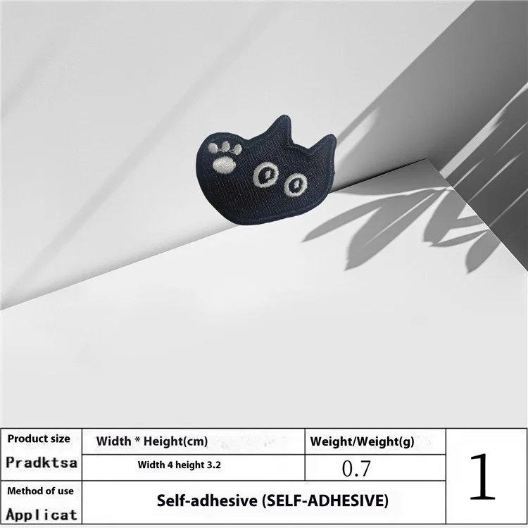 6 Uds Parches Bordados de Gato Negro Dibujos Animados Adhesivos Creativos para Manualidades Decoraciones DIY