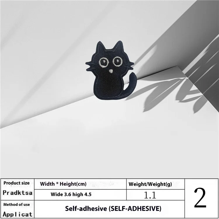 6 Uds Parches Bordados de Gato Negro Dibujos Animados Adhesivos Creativos para Manualidades Decoraciones DIY