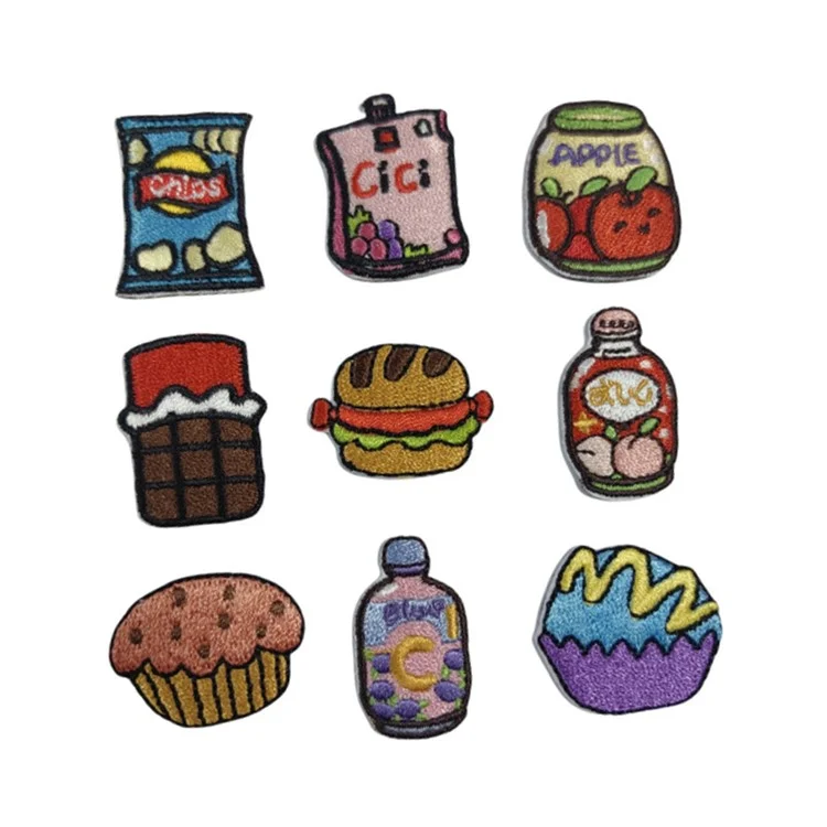 9 Pcs Patchs Brodés de Collation et Boisson Coréenne Créatifs, Autocollants, Appliques DIY pour Décoration