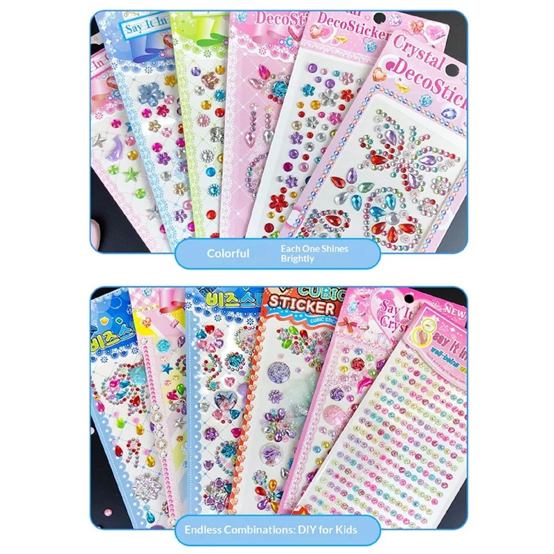 Crystal Rhinestone Stickers DIY Self-Adhesive Decorative Phone Stickers Decals - Flowers + Large Butterfly Diamonds